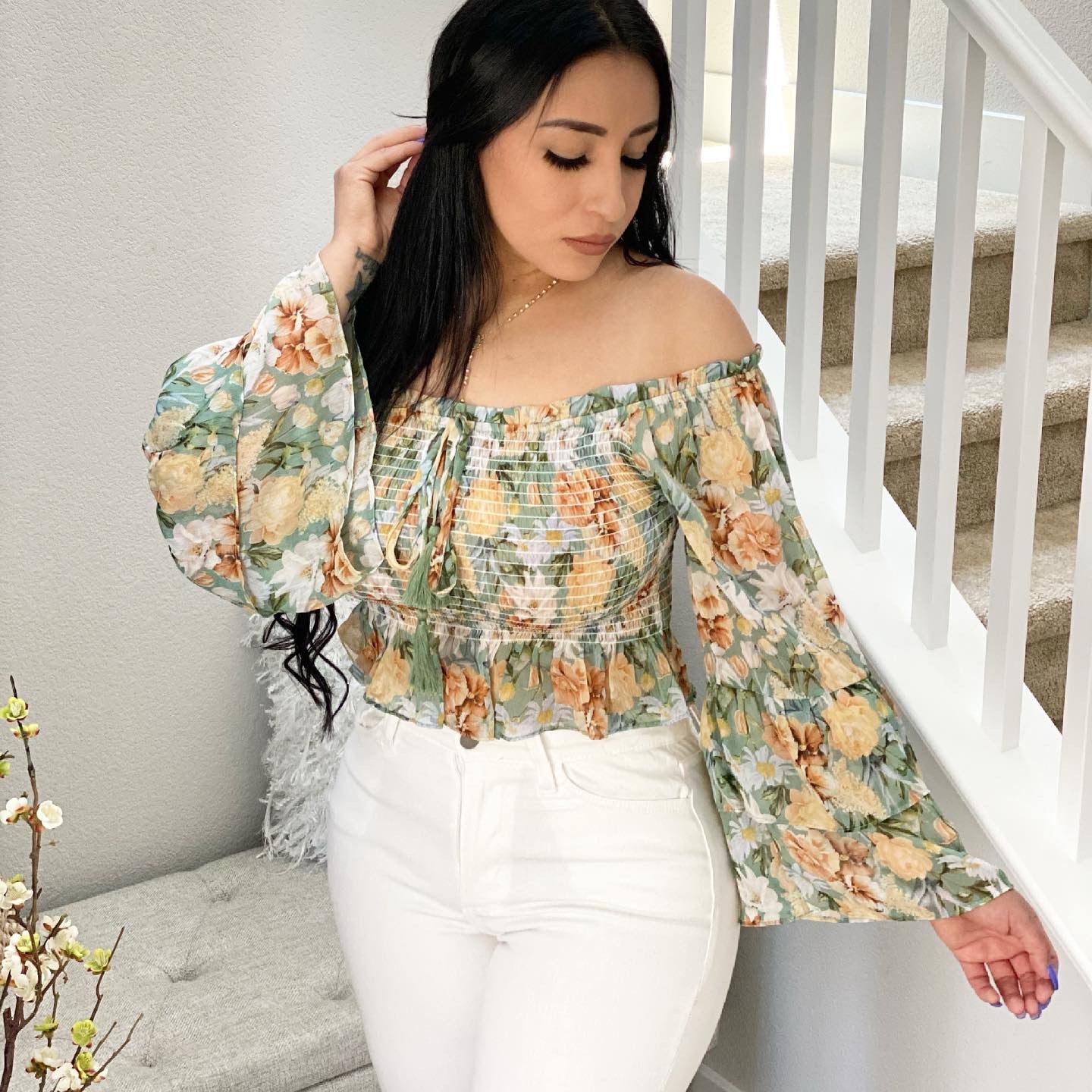 Floral Sage Top